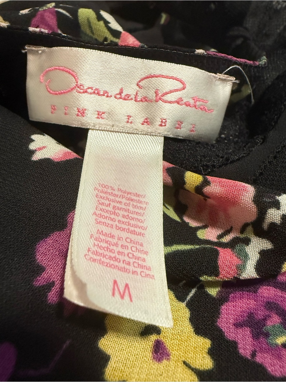Oscar De La Renta- Black/pinkFloral Lace-Trim Sleep Chemise - Women Medium - Picture 12 of 13